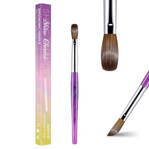 Acrylic Nail Brush Size 10, 100% Pure Kolinsky Nail Brush for Acrylic Application, Professional Nail Extension Manicure Tool Nail Drawing Pen for DIY Home Salon(Purple)