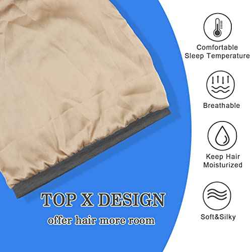 Silk Satin Bonnet Hair Wrap for Sleeping, 2 Pcs Adjustable Silk Bonnets for Women Men Sleep Cap Silk Lined Slouchy with Adjustable Strap Curly Hair Head Scarf Night Caps