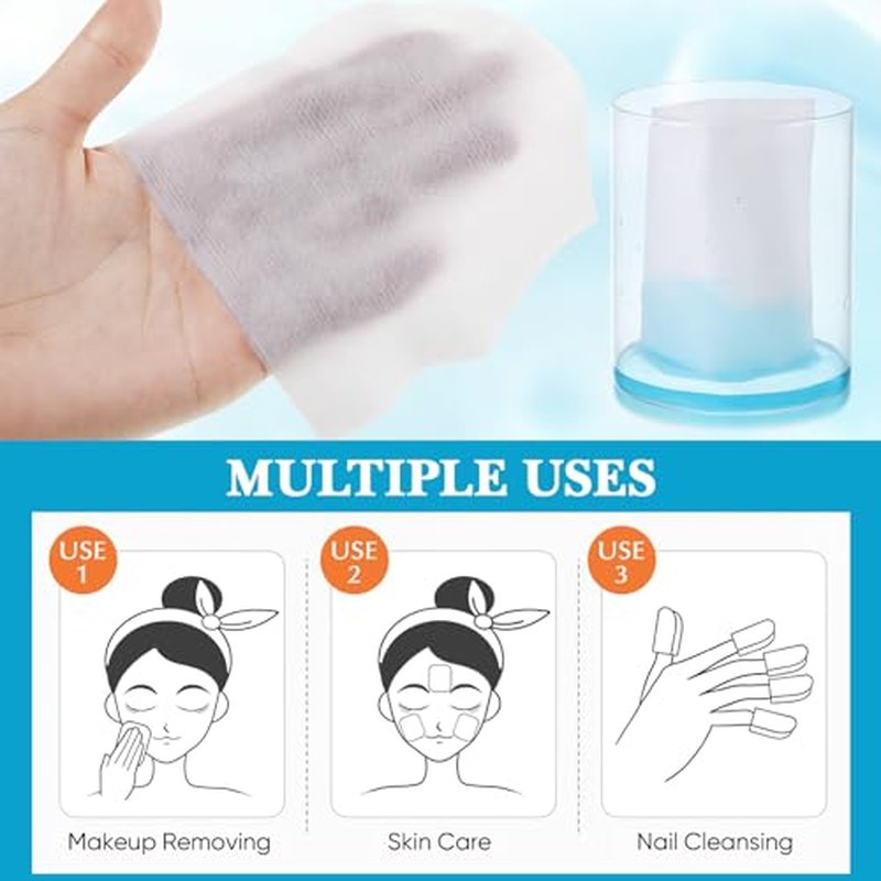 100 Non-Woven Makeup Remover Pads - Extra Large Face Cleansing Rounds
