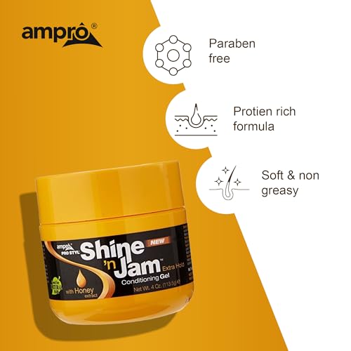 Shine 'n Jam Honey Infused Maximum Hold Gel 4 oz for Hair Styling and Taming