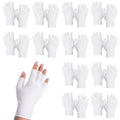 12 Pairs White Fingerless Cotton Moisturizing Gloves for Dry Hands