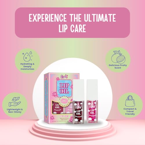 RUDE Tinted Lip Oil - Hydrating Gloss with Passion Fruit & Grapefruit