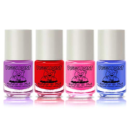 Piggy Paint Kids Non-Toxic Water-Based Scented Nail Polish Set (4 Pack)