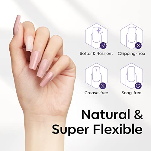 Modelones Medium Square Nail Tips 510pcs Half Matte Frosted Fake Nails