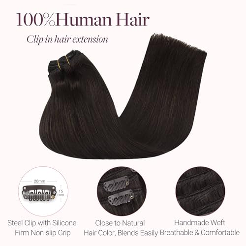 GOO GOO Clip in Hair Extensions 18 Inch 120g Remy Human Hair