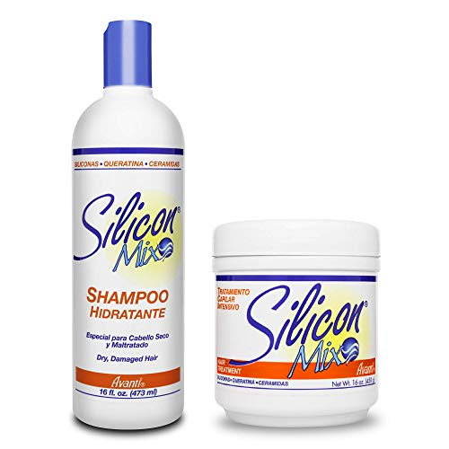 Silicon Mix Hair Treatment & Shampoo 16 oz Combo ? Deep Conditioner & Intensive Treatment for Dry, Damaged & Brittle Hair ? Moisturizing Formula to Repair, Control Frizz