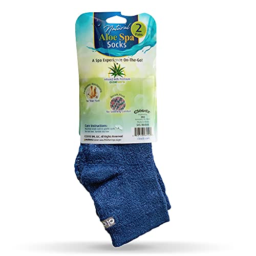 Cloudz Moisturizing Aloe Vera Soft Plush Spa Socks - 2 Pairs, Dreamy Blue