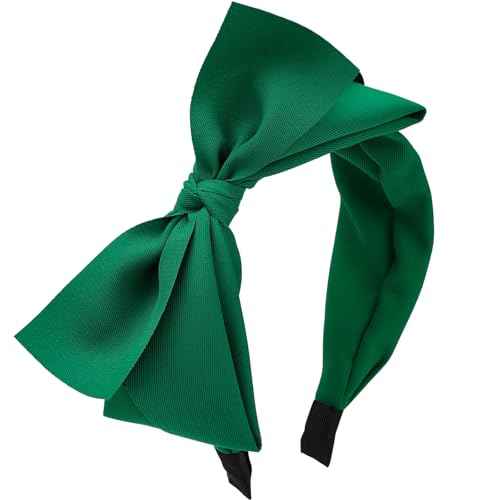 WantGor Bow Headbands for Women, Big Bowknot Hair Hoop Women Knotted Wide Turban Headbands Hair Band Bows (Green, Large)