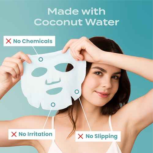 Body Restore Natural Collagen Face Mask 5 Pack ? Korean Skin Care Mask with Fermented Coconut Water, Christmas Stocking Stuffers, White Elephant, Birthday Gifts for Women & Men, Dry Skin - Hydrate