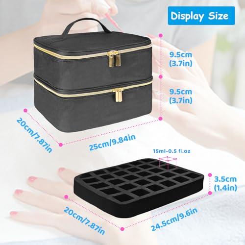 Nail Polish Organizer Case - Holds 30 Bottles & UV Lamp