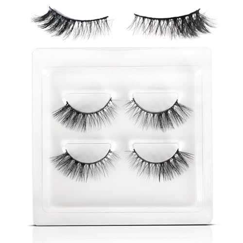 Profusion Cosmetics Colourspell 2 Pair Faux Mink False Eyelashes - Lightweight & Natural-Looking Wispy Eyelashes, Flexible Band for Comfortable, All-Day Wear, Vegan and Cruelty Free Makeup