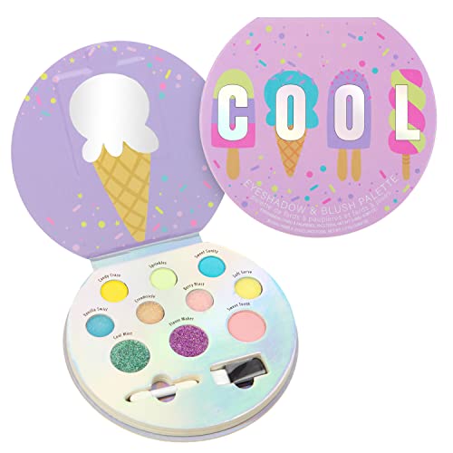 Glitter Makeup Palette for Kids - 10 Color Eyeshadow & Blush Set