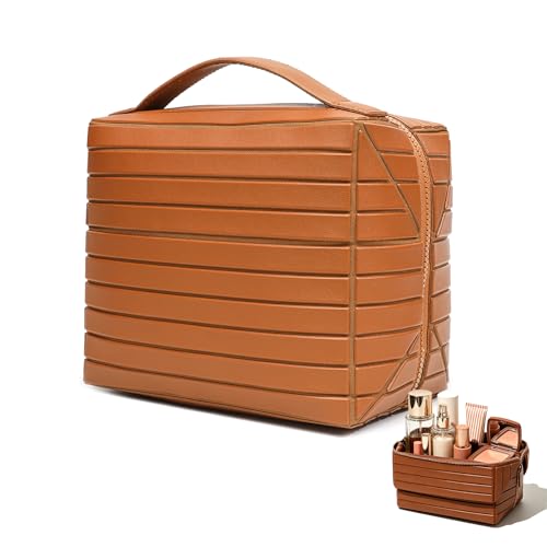 3D Striped Makeup Bag Large Capacity Cosmetic Organizer