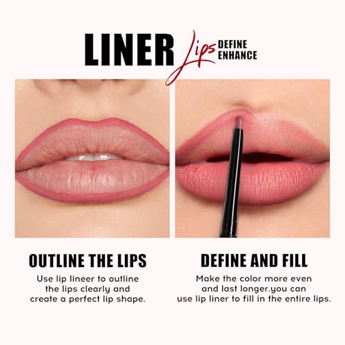 MLSMILE 4PCS Matte Lip Liner Set - Waterproof, Longwear & Smooth
