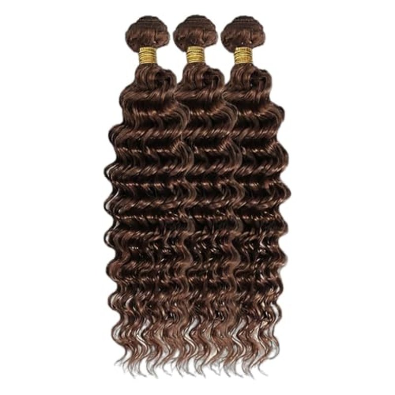 Brown Deep Wave Hair Bundles 22 24 26 Inch Virgin Human Hair