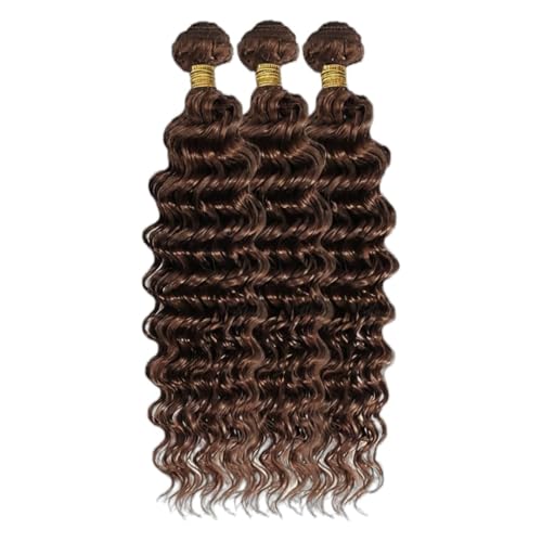 300g Dark Brown Human Hair Bundles Deep Wave Bundle 12 14 16 Inch