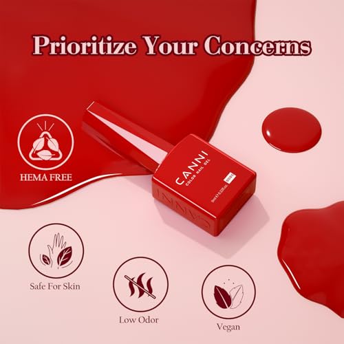 CANNI 9ML Gel Nail Polish Set - Burgundy Red 6 Shades UV LED Soak Off, Upgraded Design