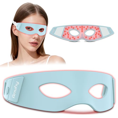 Red Light Therapy for Eyes, 3 Minutes Infrared Red Light Eye Mask for Under Eye Dark Circles, Eye Bags & Wrinkles, Collagen Booster Anti-Aging Device For Women & Men, Soft Silicone