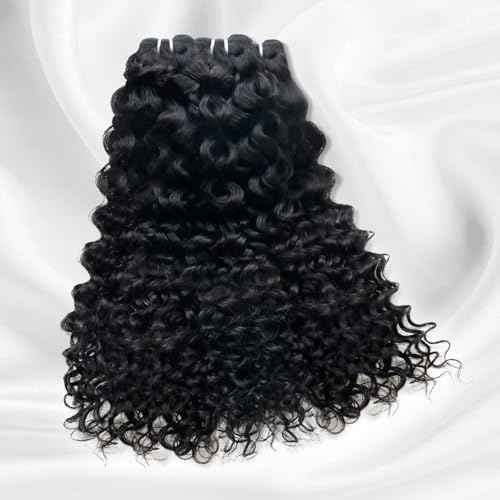 15A Raw Curly Bundles Human Hair,3 Bundles 16 18 20 Inch Water Wave Curly Human Hair,Triple Lifespan Indian Virgin Hair,Quick Weave Hair Extensions Natural Black