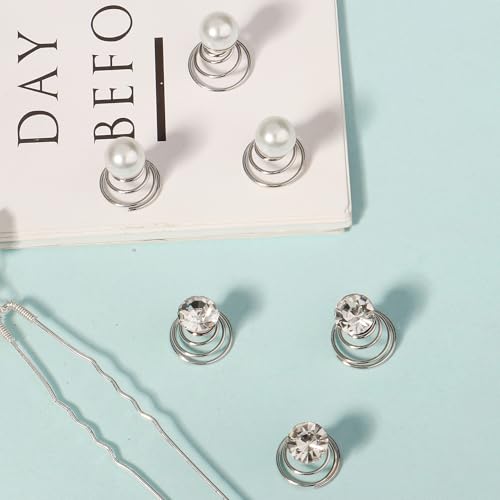 12-Piece Bridal Hair Pins Pearl Crystal Wedding Hair Accessories