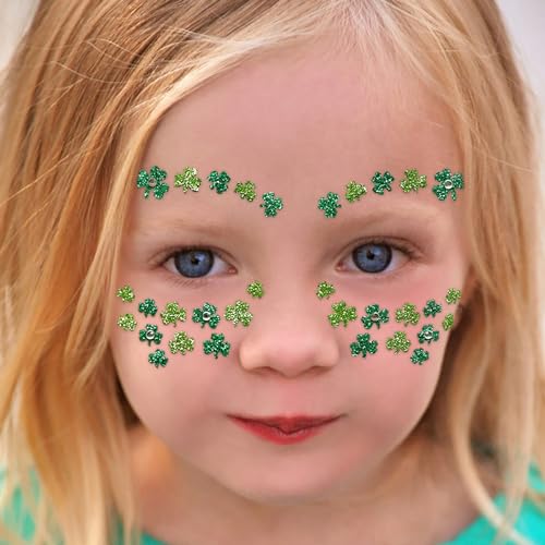 St. Patrick's Day Face Stickers - Green Shamrock Gems 2 Pack