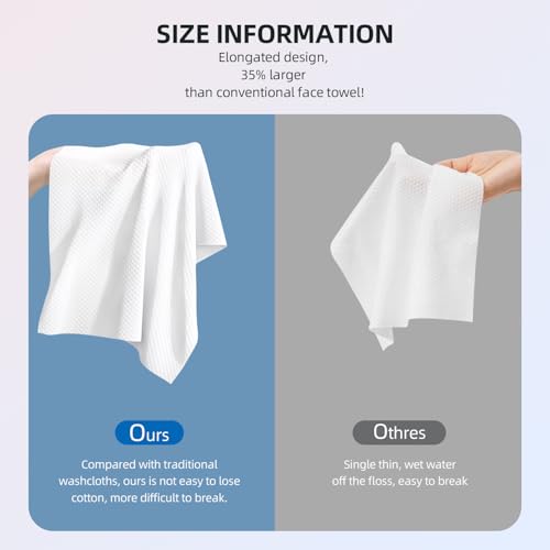 Disposable Face Towels XL,Viscose Biodegradable Large Dry Wipes,Super Soft & Thick Face Cleansing Towels,Daily Facial Tissues for Sensitive Skin, Makeup Removing,Facial Clean,Nursing,Travel (50 Count)