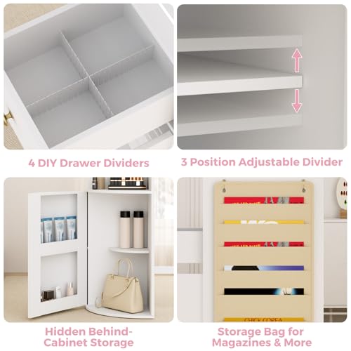 Manicure Table with Tempered Glass Top & Storage Cabinet