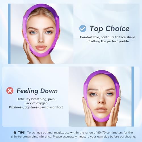 Chin Strap Soft Silicone V-Line Lifting Mask, Reusable Face Lift for Women Men Anti Snoring Devices for Home Working Travel Yoga (Royal Purple) 01