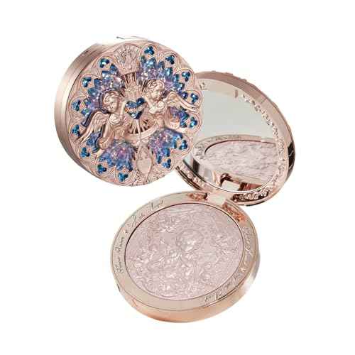 Flower Knows Little Angel Embossed Highlighter-Rosy Pearl Highlighter Powder,Dreamy Pink Shimmer,Long-Lasting Soft Ethereal Glow,Feather-Light,Soft Sculpting Velvet Finish(L01 Eros's Fable)