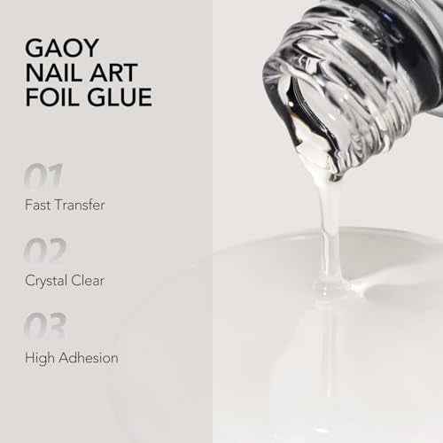 GAOY 16ml Nail Foil Glue, High Adhesion Foil Transfer Gel for Nail Art Stickers, Soak Off UV Light Cure Gel Nail Polish