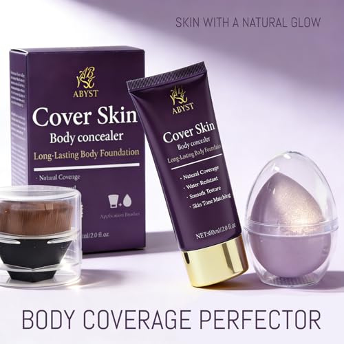 Waterproof Body Makeup with Brush & Puff - Full Coverage for Tattoos & Scars