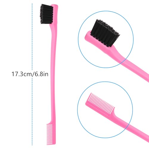 Purple Double Sided Edge Control Hair Brush - Detangling & Styling Tool