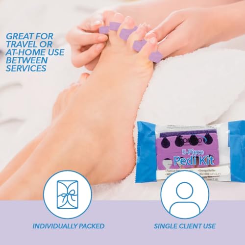 Disposable 5-Piece Pedicure Kit - 100 Individually Packed Sets
