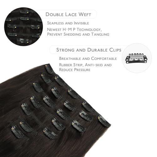 Wennalife Clip In Hair Extensions 18" 120g Dark Brown Remy