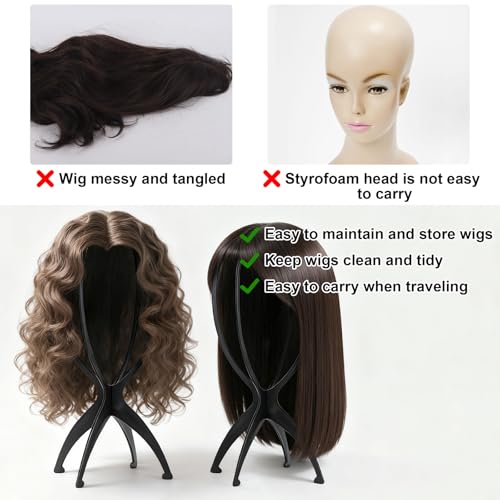 Tecbeauty 9 Pcs Wig Stand Holder Black Collapsible