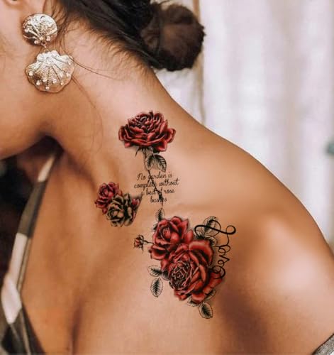 32pc Waterproof Rose Temporary Tattoo Stickers for Women