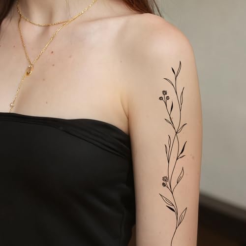 Vine Flower Temporary Tattoo - Waterproof 12 Sheet Set