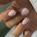 Foccna Glossy Square Press On Nails - 24pcs Polka Dot Design