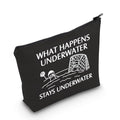 POFULL Water Polo Gifts Water Polo Player Gift What Happens Underwater Stays Underwater Cosmetic Bag (Stays Underwater black bag)