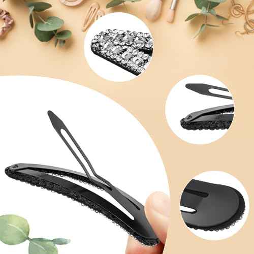 2PCS Rhinestone Hair Clips,Snap Hair Accessories,Decorative Hair Clips,Rhinestone Barrettes For Women Girls(SET14)