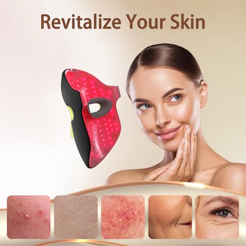 Red Light Therapy for Face Mask ? LED Face Mask Light Therapy with Red Blue LED and Infrared Light, Anti-Aging, Blemish Repair Treatment