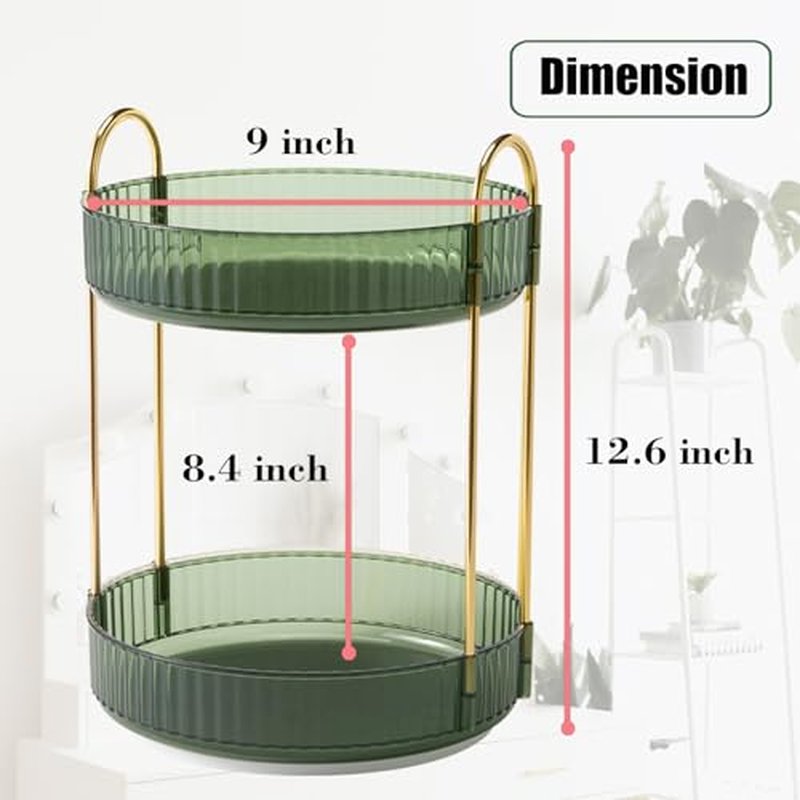 2-Tier Rotating Makeup Organizer Lazy Susan Spinner Tray