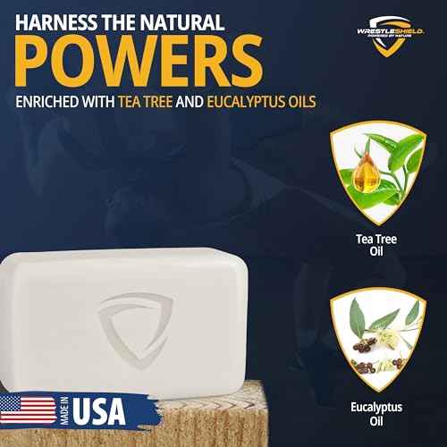 Bar Soap for Men & Women 2 Pack Deep Cleansing, Moisturizing & Odor Defense Soap Bars | Advanced Tea Tree & Eucalyptus Formula Body Soap Bar for Wrestlers, Athletes & Sports Enthusiasts