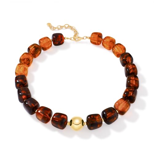 Boho Chunky Beaded Necklace for Women - Adjustable Choker