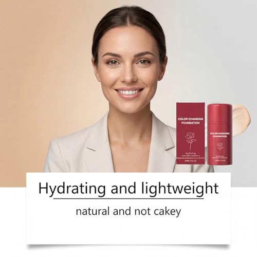 KunMan Color Changing Foundation - Skin Tone Self-Adjusting Liquid Makeup, Full Coverage, Natural Finish