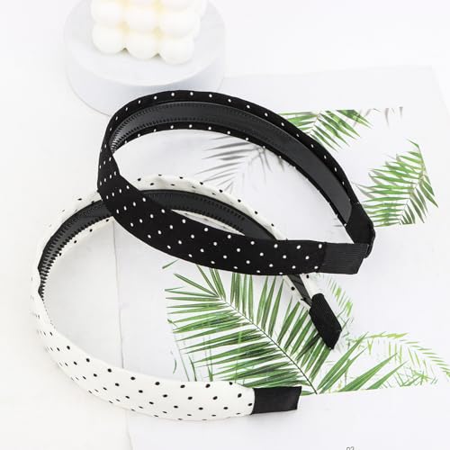 Women & Girls Polka Dot Non-Slip Hair Headbands - Set of 2