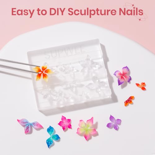 SUPWEE Clear & White 3D Nail Art Builder Gel Kit for Nails - Non-Stick, Salon Quality