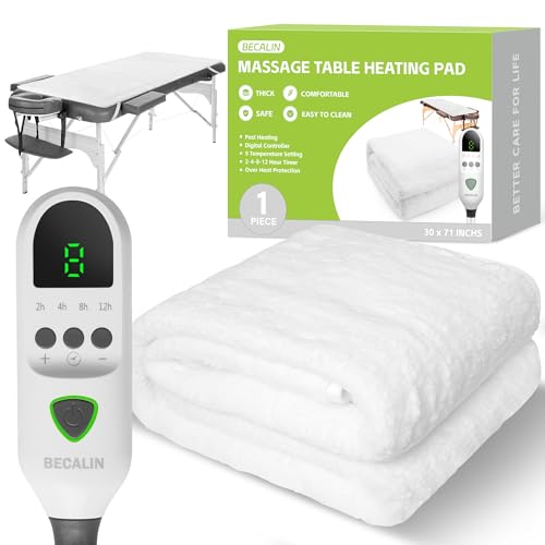 Massage Table Warmer Heating Pad Professional SPA Massage Bed Warmer with Timer, 9 Heat Setting, Overheat Protection for Massage Bed & Spa, Thickened & Soft Fleece, 30" x 71"