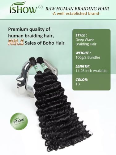 ISHOW 26 Inch Deep Wave Virgin Human Hair - 100g, 2 Packs