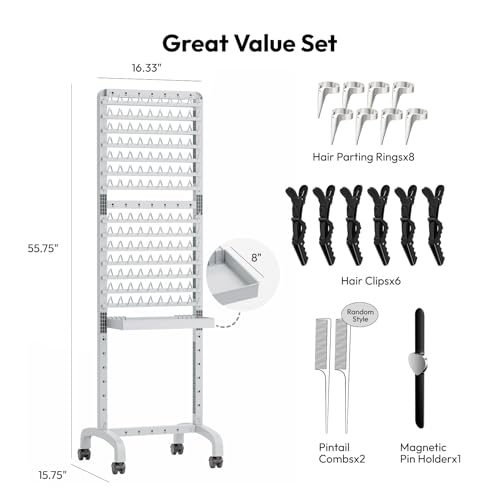 280-Peg Braiding Hair Rack with Removable Tray & Tools for Salon & Styling